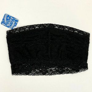 Free People Scalloped Lace Bandeau Bra Black Pullover Strapless Size S Small NWT